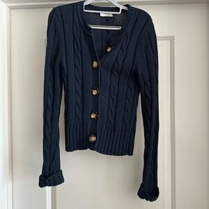 Navy Cable Knit Women's Sweater